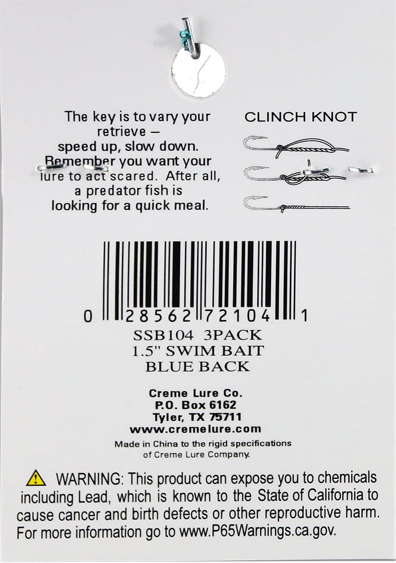 (2 pack) Creme Lure 1.5" Blue Back Paddle Tail Shad Fishing Lures for Bass, 3-Count