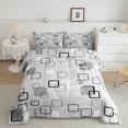 thumbnail image 2 of Castle Fairy Minimalism Outlined Square King Size Comforter Sets 3pcs,Abstract Solid Square Comforters King Size,Charcoal Gray White,Reversible,1 Comforter and 2 Pillowcases, 2 of 6