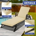 thumbnail image 6 of Chaise Lounge Cushions Outdoor, Waterproof Lounge Chair Cushion, 72x 21x 3 Inch Outdoor Chair Cushions with Ties, High-Density Foam Patio Lounge Chair Pads for Lawn, Pool & Beach, Beige, 6 of 14