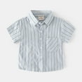 thumbnail image 2 of Generic Kids Toddler Shirt Cartoon Prints Short Sleeve Button Boys Girls Shirt Tops Outwear Striped, 2 of 5