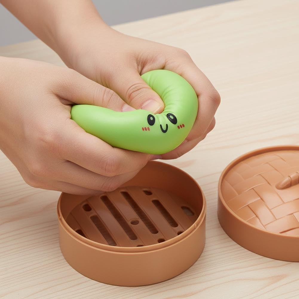 4PC Mystery Dumpling Squishy, 4 Inch Jumbo Dumpling Stress Ball, Squishy Bun, Anxiety Relief Fidget, Soft Squeeze Decompression Dough for Adults Classroom Prizes & Party Favors