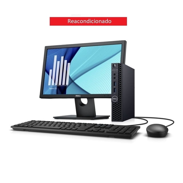 PC Dell 3050 TINY- I3-6100T- 16GB RAM- 500GB HDD- Monitor 19”- Reacondicionado.