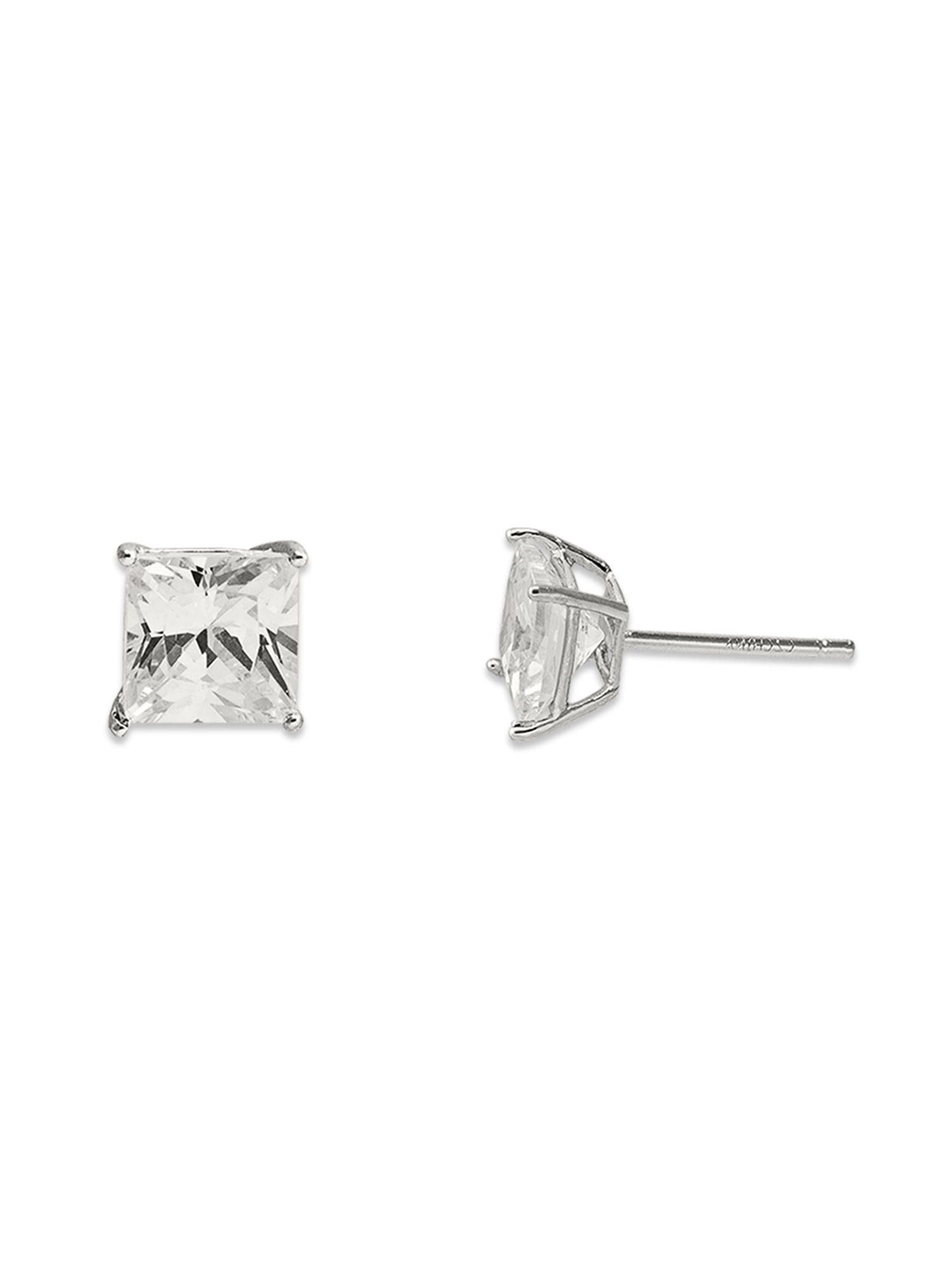 Brilliance Fine Jewelry - 7mm Square CZ 10kt White Gold Stud Earrings