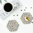 thumbnail image 4 of Lsque Cute Rabbit Pattern 4" Drink Coasters Set of 4, PVC Leather Absorbent Coasters, Table Coaster Set Decorative Coffee Cup Coasters Housewarming Gift -Hexagon, 4 of 6