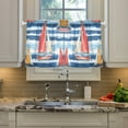 thumbnail image 2 of Yayeee Kitchen Curtains Tier Pair Light Filtering 27"x36" Rod Pocket Short Cafe Window Panel, Red Sailboats, 2 of 7