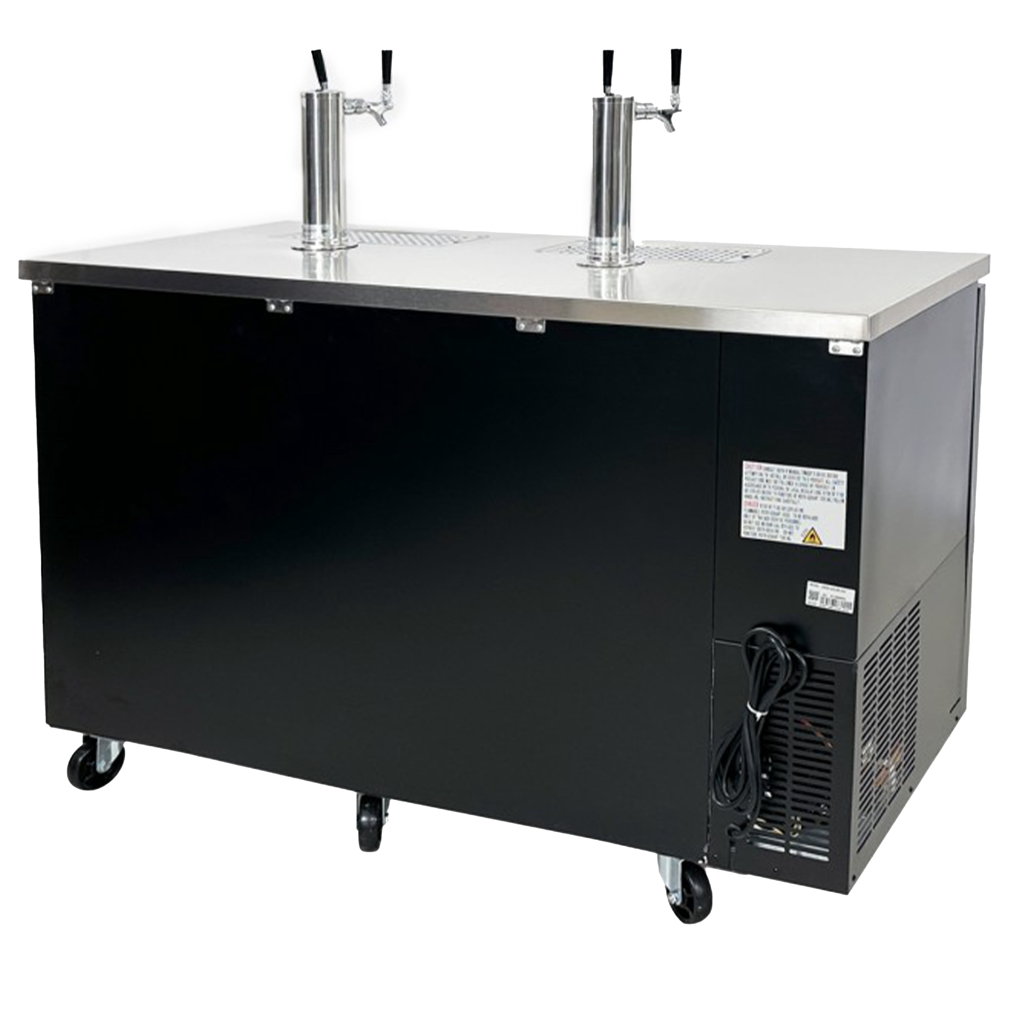 61 in. Commercial 4 Tap 2 Towers Kegerator Refrigerated Beer Dispenser 15 Cu.Ft. NSF Certified