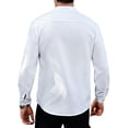 thumbnail image 5 of BUWTTED Shirts for Men Pure Color Crew Neck Long Sleeve Pleated Spring Fall Casual Button Down Business Work White Shirt M, 5 of 5