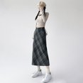 thumbnail image 7 of Women's Tennis Skirts Summer Tartan Plaid Midi Skirt With High Waist Wrap Front Slit For Everyday Occasions Formal Events Women Gray XL, 7 of 7