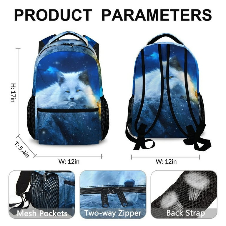 Cool Arctic Fox Backpacks for Kids Teens And Middle School Students Ages 6 18 Cute Lightweight School Bags for Elementary School Blue 17 Inch Walmart