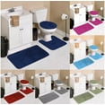 thumbnail image 2 of 3pc solid plain  assorted colors bathroom rugs contour mat toilet lid cover set, 2 of 2