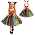 thumbnail image 5 of XQYLOS Girls Tulle Dress Pumpkin Flannel Sleeveless Halloween Outfit Tutu Cute Orange Kids Clothes Skirt Set, 5 of 9