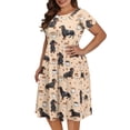 thumbnail image 4 of SCRAWLGOD Dachshund Coffee Dresses for Women Summer Casual Midi Dresses with Sleeves for Women Comfortable Ladies Summer Dresses Knee Length Short Sleeves Wide Neck Size M for Walks, 4 of 7