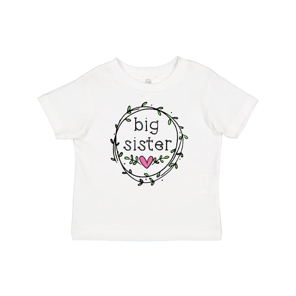 Inktastic Big Sister Leaves, Circle, Heart Girls Baby T-Shirt