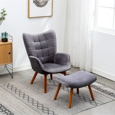 economical gray velvet accent chair product