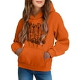 thumbnail image 2 of SERTG Big Kids Hooded Pullover Long Sleeve Fall Winter Active Brushed Feel Everyday Wear Top for Children 4-14 Years(Orange,13 Years), 2 of 6