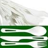 Avant Grub White Disposable Plant-Based Plastic Fork, Knife, Spoon Cutlery Combo Pack, 25 Pack