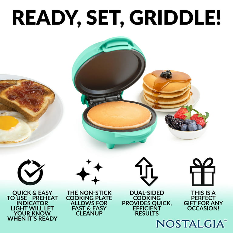 Nostalgia MyMini Personal Electric Griddle, Teal, Blue