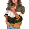 thumbnail image 3 of Vedolay Womens Fall Sweaters Women's Striped 2023 Long Sleeve Ribbed Knit Loose Oversized Pullover Sweaters,Yellow XL, 3 of 4