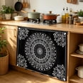 thumbnail image 6 of Black Boho Cabinet Curtain 35"Wx35"L,Dustproof Under Sink Skirt with Self Adhesive Tape,Retro Farmhouse Neutral Abstract Geometric Cabinet Curtain Cover for Kitchen Sink,Bathroom Vanity,Laundry Room, 6 of 9