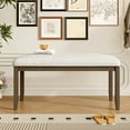 thumbnail image 5 of Knubmt Padded Seat Dining Bench with Wood Frame, 38 inch Upholstered Dining Bench for Living Room, Kitchen, Bedroom, Hallway, Beige+Brown, 5 of 9