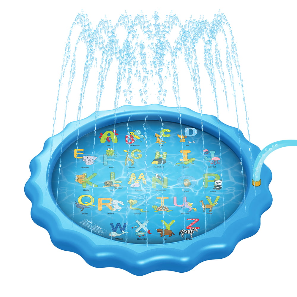 Blue SAVITA 68” Splash Pad Sprinkle Water Playing Mat Inflatable Children’s Outdoor Pool for Summer Party Kid Water Toy 