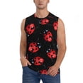 thumbnail image 2 of Goofa Beautiful Red Ladybug Printed Men's Sleeveless T-Shirt - Athletic Gym Workout Tank Top for Men - Moisture-Wicking, UPF 30+ Quick-Dry Muscle Tee-, 2 of 8