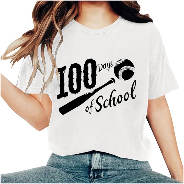Camisetas de Cuello de Tripulación de Manga Corta para Mujeres Carta Impresa Camiseta 95% Poliéster 5% Spandex, Manga Corta Cuello Redondo Top Casual para Diario