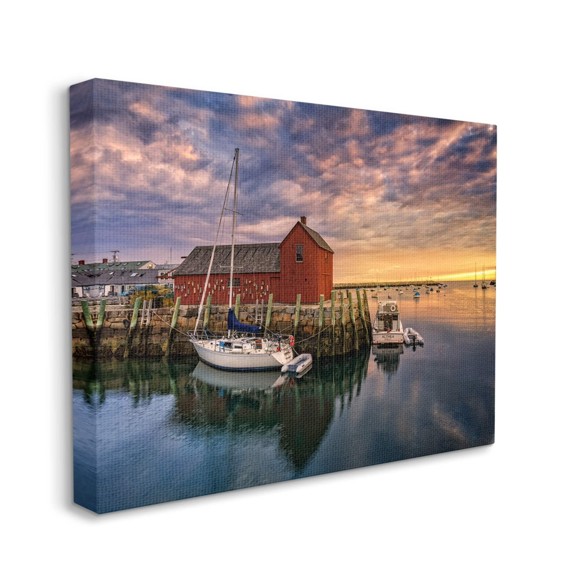 Stupell Docked Boats Marina Harbor Photography Landscape Photography Gallery Wrapped Canvas Print Wall Art