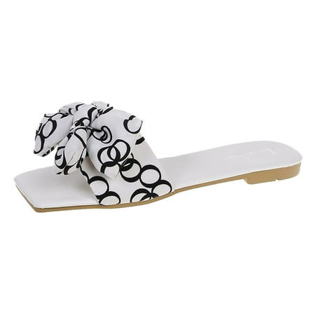 

nsendm Fun Womens Slippers Flat Slippers Bow Summer Bottom And Spring Women s Women s Suede Slipper Boots for Women White 9