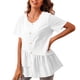 thumbnail image 3 of Gibobby Camisetas Mujer Baratas Manga Corta Nuevos productos verano para mujer, camiseta manga corta, camiseta Irregular y con cuello redondo para mujer, camis(Blanco,XL), 3 of 5