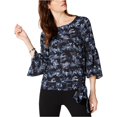 thumbnail image 2 of Michael Kors Blusa con lazo lateral para mujer, azul, extragrande Michael Kors Pull-over, 2 of 2