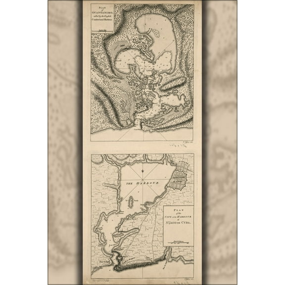 24"x36" Gallery Poster, map of Guantanamo Bay Cuba 1768