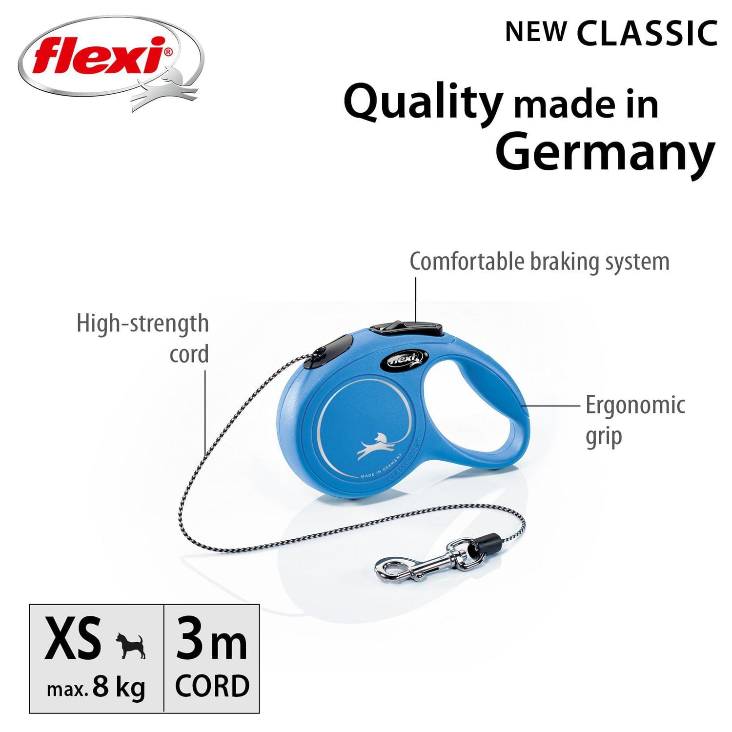 Flexi New Classic Cord Retractable Dog Leash 5m/16ft