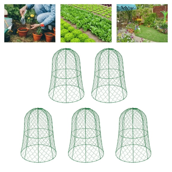 5 Packs Garden Chicken Wire Cloche Plant Protector Cover Metal Cage Green 15.7x13"