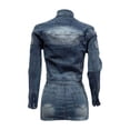 thumbnail image 5 of DHFJKG Women's 2 Piece Outfits Denim Skirt Sets Vintage Long Sleeve Stand Collar Zip Up Crop Top Mini Bodycon Matching Set Soft Outfit, 5 of 9