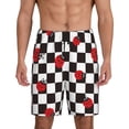 thumbnail image 1 of Fotbe Ladybugs Of Black And White Checkers Pantalones Cortos de Pijama para Hombre, Ropa de Dormir, Pantalones de Pijama Cortos para Hombre-XX-Large, 1 of 6