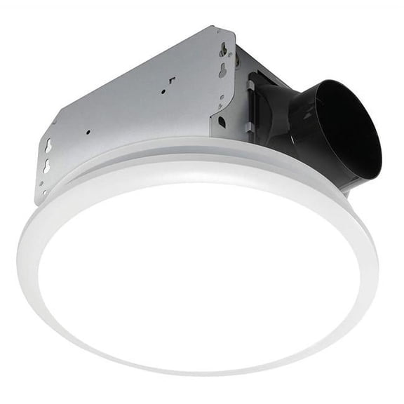Homewerks Faucet 7141-110 120V 16W 110 CFM 2.2 Sones Light & Fit Ceiling Mount Bathroom Exhaust Round Fan with LED Light
