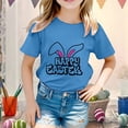 thumbnail image 2 of Chemises Filles Enfant Pâques Mignon Graphique Col Rond Manches Courtes Tee Été Décontracté Vêtements Bébé Filles Bleu 8-9 Ans, 2 of 4