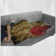 thumbnail image 6 of Music Soft Flannel Fleece Throw Blanket, Notes and Musical Symbols on Rustic Piano Keyboard Look Backdrop Romantic Rose, Cozy Plush for Indoor and Outdoor Use, 50" x 70", Brown and Red, by Ambesonne, 6 of 6