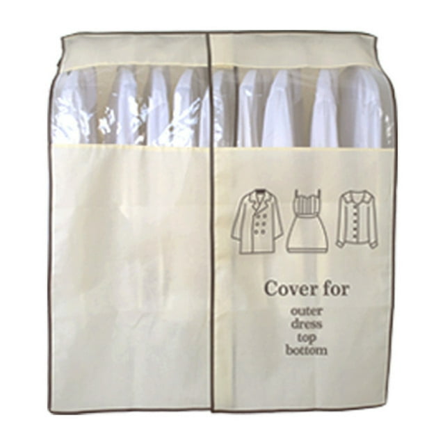Fiudx Bolsa para Guardar Ropa, Funda Protectora para Chaqueta, Diseño Antipolvo y Anticenizas, Ventana de Pvc Transparente, Reutilizable, para Uso Doméstico, Beige/Gris/Negro, 90 X 110 Cm