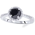 thumbnail image 2 of Pompeii 1 3/4ct Treated Black & White Diamond Halo Engagement Ring 14K White Gold, 2 of 3