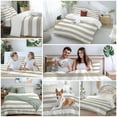 thumbnail image 5 of Beige and Bedding Duvet Cover Set Queen Size 4 Pieces White Stripe Soft Twill Plush Quilt Cover, Include 1 Duvet Cover 1 Flat Sheet And 2 Pillow, 5 of 7
