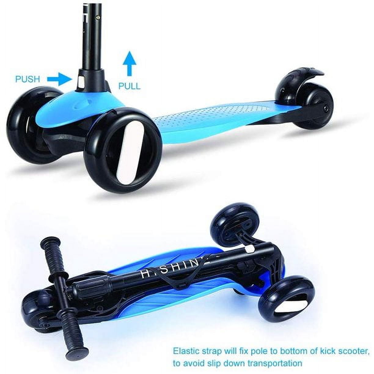 HighTech Mega GlideKick 3-Wheel Foldable Scooter With Lightup Wheels & Extendable T-Bar - Blue