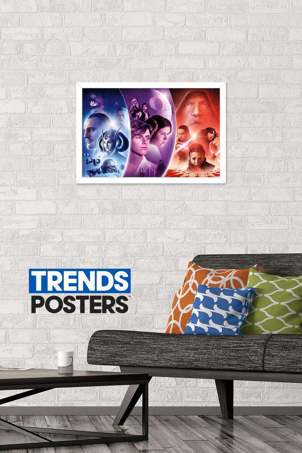 Star Wars: Saga – Trilogy Wave Wall Poster, 14.725" x 22.375", Framed