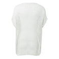 thumbnail image 5 of Crochet Coverups for Women Summer Cap Sleeve Hollow Out Casual Cruise Beach Vacation Tops Knit Pullover Sweater White M, 5 of 7