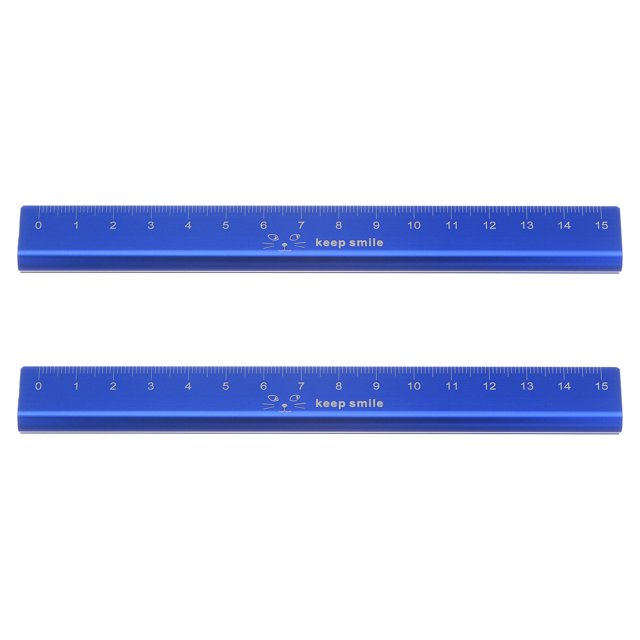 Unique Bargains Règle en Aluminium à Échelle Creuse 15cm Règle en Métal Droite, Bleu, 2 Pcs