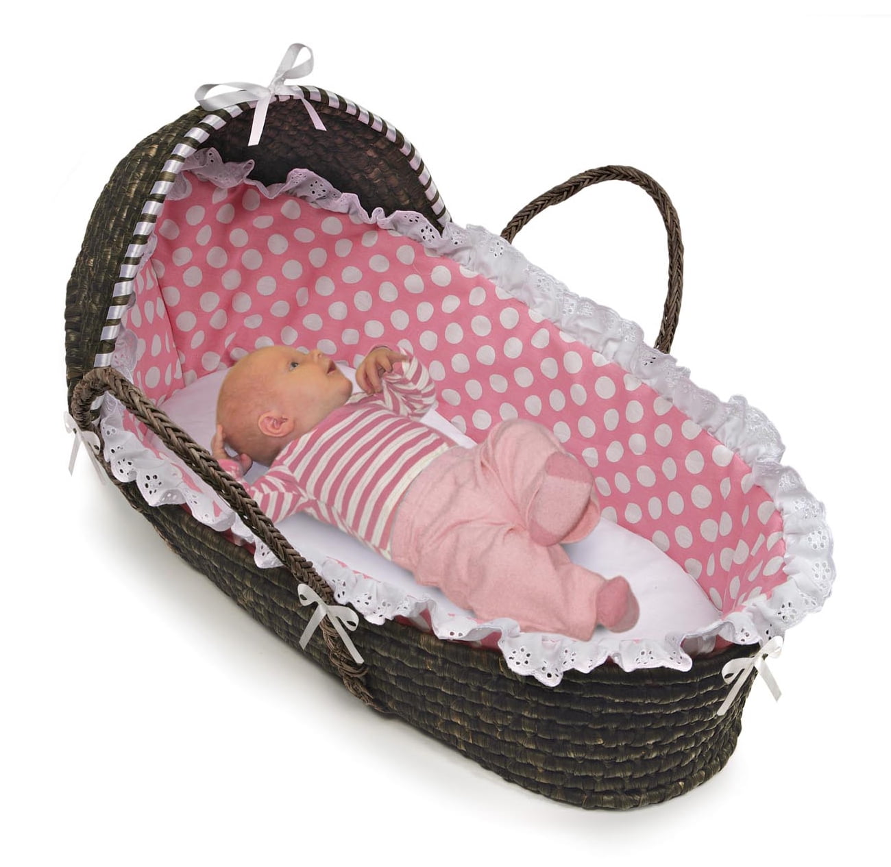 Badger Basket Natural Hooded Moses Basket Gray Bedding Walmart