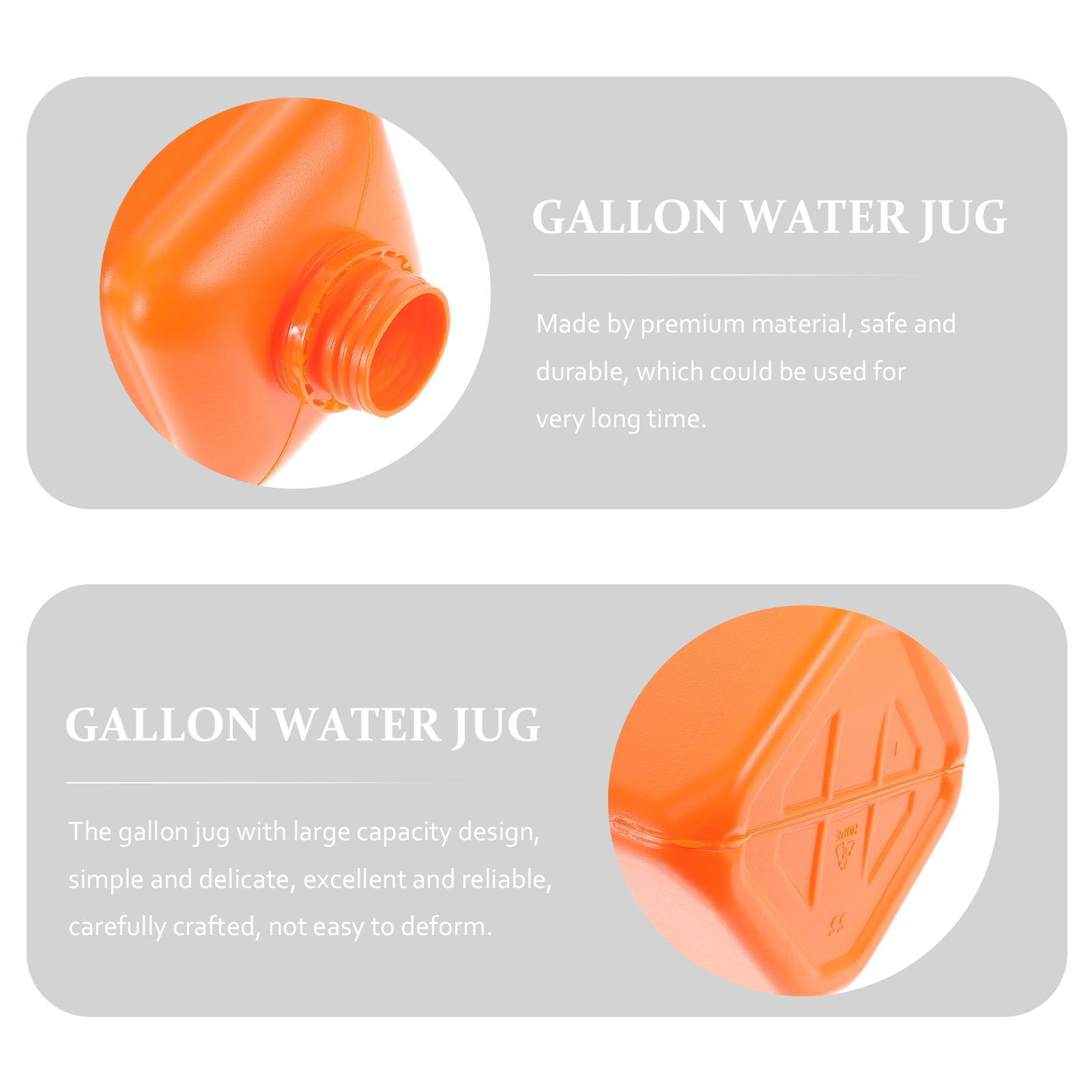 Luxshiny Orange 2.5 Gallon Jug with Ergonomic Handle Reusable and 4Pcs