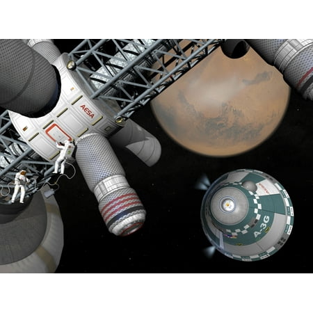 Artists concept of a future space exploration mission Canvas Art - Walter MyersStocktrek Images (17 x 13)