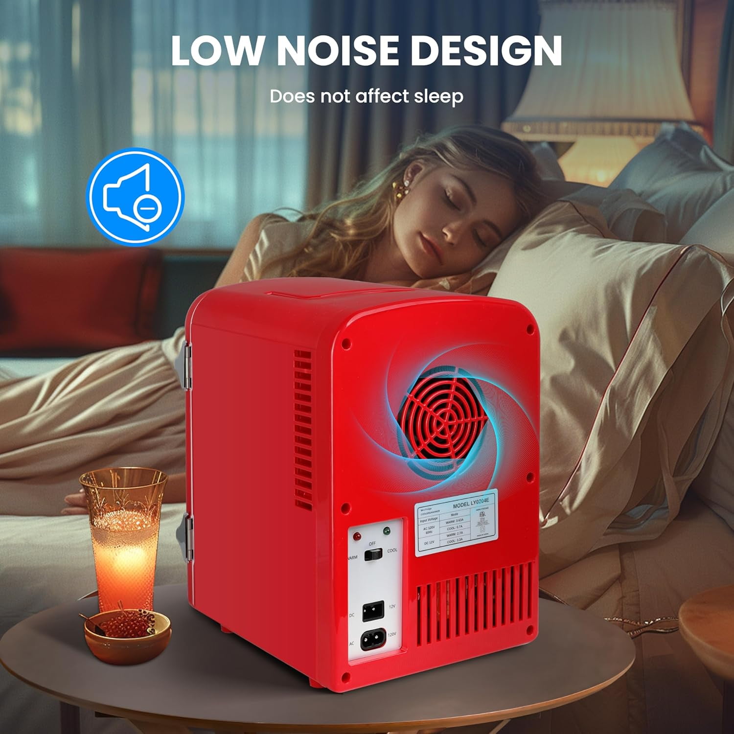 Simple Deluxe 4L/6 Can Mini Fridge with Observation Window, Portable Cooler & Warmer Freon-Free Small Refrigerator, Provide Compact Storage for Skincare, Beverage, for Bedroom, Office, Dorm, Red